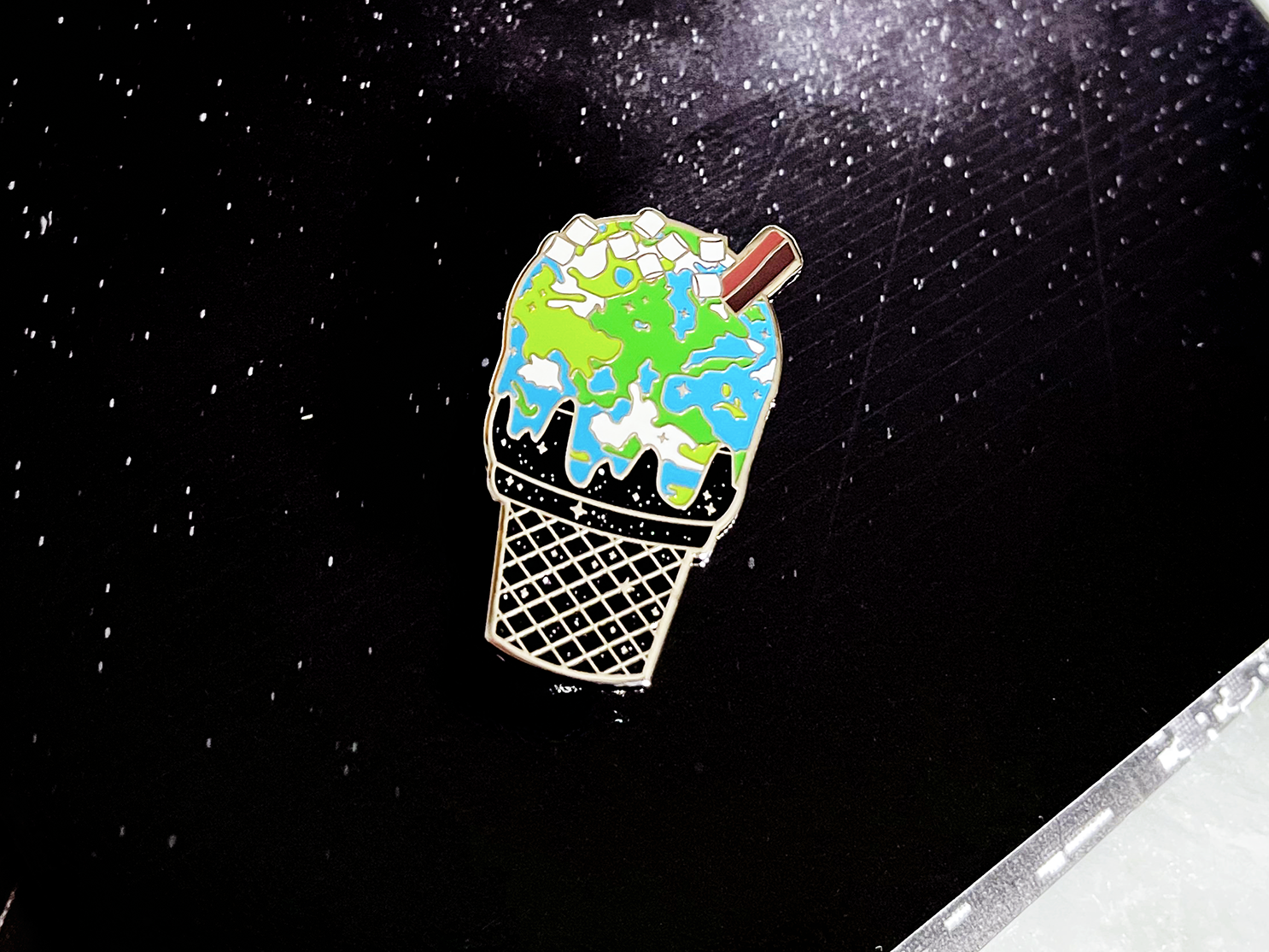 Earth 'Marshmallow Eclipse' Ice Cream Planet Enamel Pin