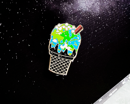 Load image into Gallery viewer, Earth &#39;Marshmallow Eclipse&#39; Ice Cream Planet Enamel Pin
