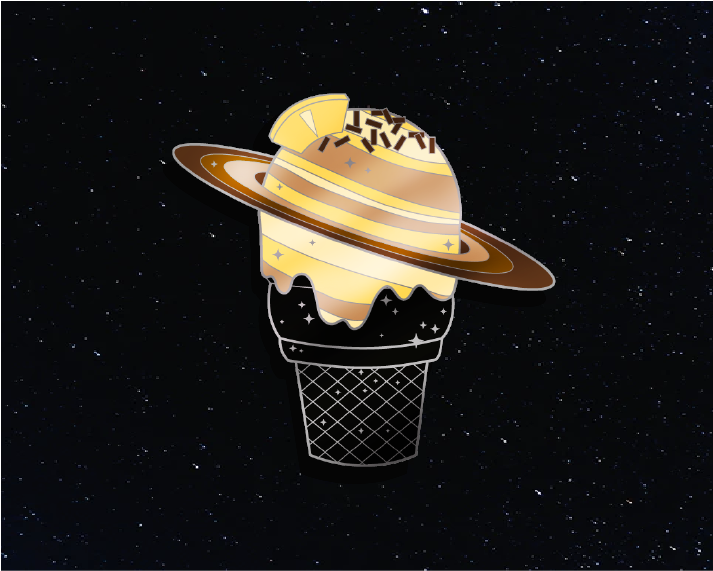 Saturn 'Pineapple Rings and Hazelnut' Ice Cream Planet Enamel Pin