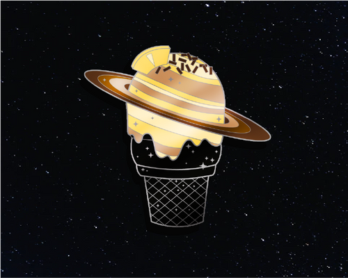 Load image into Gallery viewer, Saturn &#39;Pineapple Rings and Hazelnut&#39; Ice Cream Planet Enamel Pin
