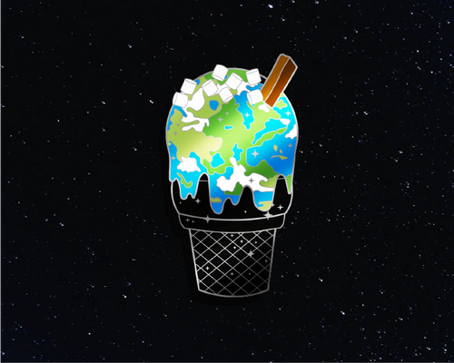 Load image into Gallery viewer, Earth &#39;Marshmallow Eclipse&#39; Ice Cream Planet Enamel Pin
