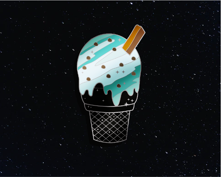 Uranus 'Mint Chocolate Meteoroid' Ice Cream Planet Enamel Pin