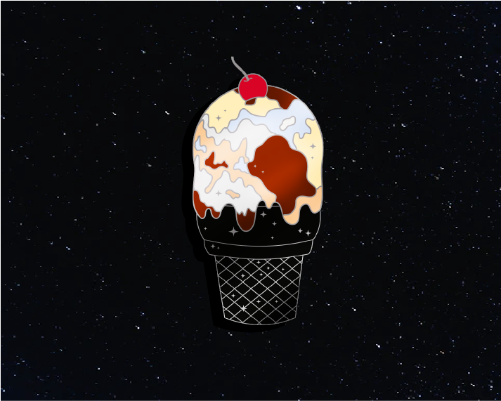 Pluto 'Dwarf Chocolate Fruit Collision' Ice Cream Planet Enamel Pin