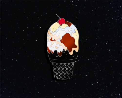 Load image into Gallery viewer, Pluto &#39;Dwarf Chocolate Fruit Collision&#39; Ice Cream Planet Enamel Pin
