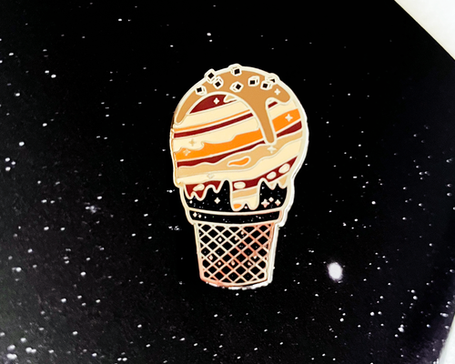 Load image into Gallery viewer, Jupiter &#39;Salted Caramel Big Bang&#39; Ice Cream Planet Enamel Pin
