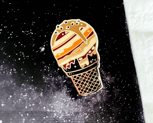 Load image into Gallery viewer, Jupiter &#39;Salted Caramel Big Bang&#39; Ice Cream Planet Enamel Pin
