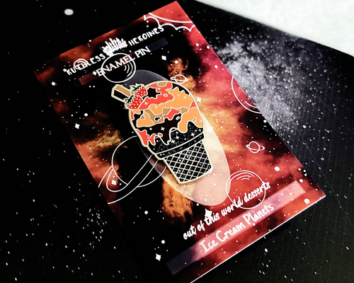 Load image into Gallery viewer, Mars &#39;Strawberry and Chocolate Galaxy&#39; Ice Cream Planet Enamel Pin
