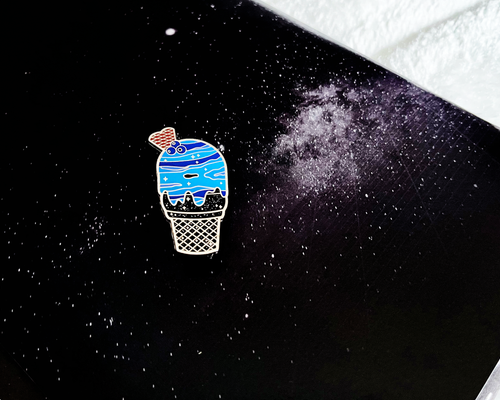 Load image into Gallery viewer, Neptune &#39;Blueberry Nebula&#39; Ice Cream Planet Enamel Pin
