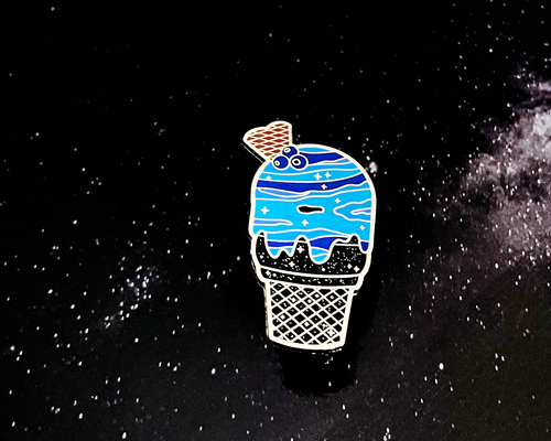 Load image into Gallery viewer, Neptune &#39;Blueberry Nebula&#39; Ice Cream Planet Enamel Pin

