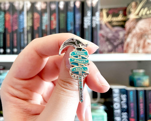 Load image into Gallery viewer, Thou Shalt Kill - Scythe Inspired - Bookish Enamel Pin
