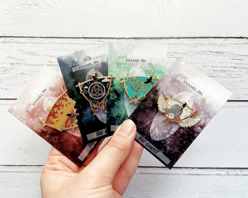Load image into Gallery viewer, Set of 4 The Raven Cycle Pins- Bookish Enamel Pins
