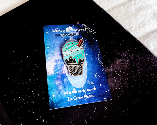 Load image into Gallery viewer, Uranus &#39;Mint Chocolate Meteoroid&#39; Ice Cream Planet Enamel Pin
